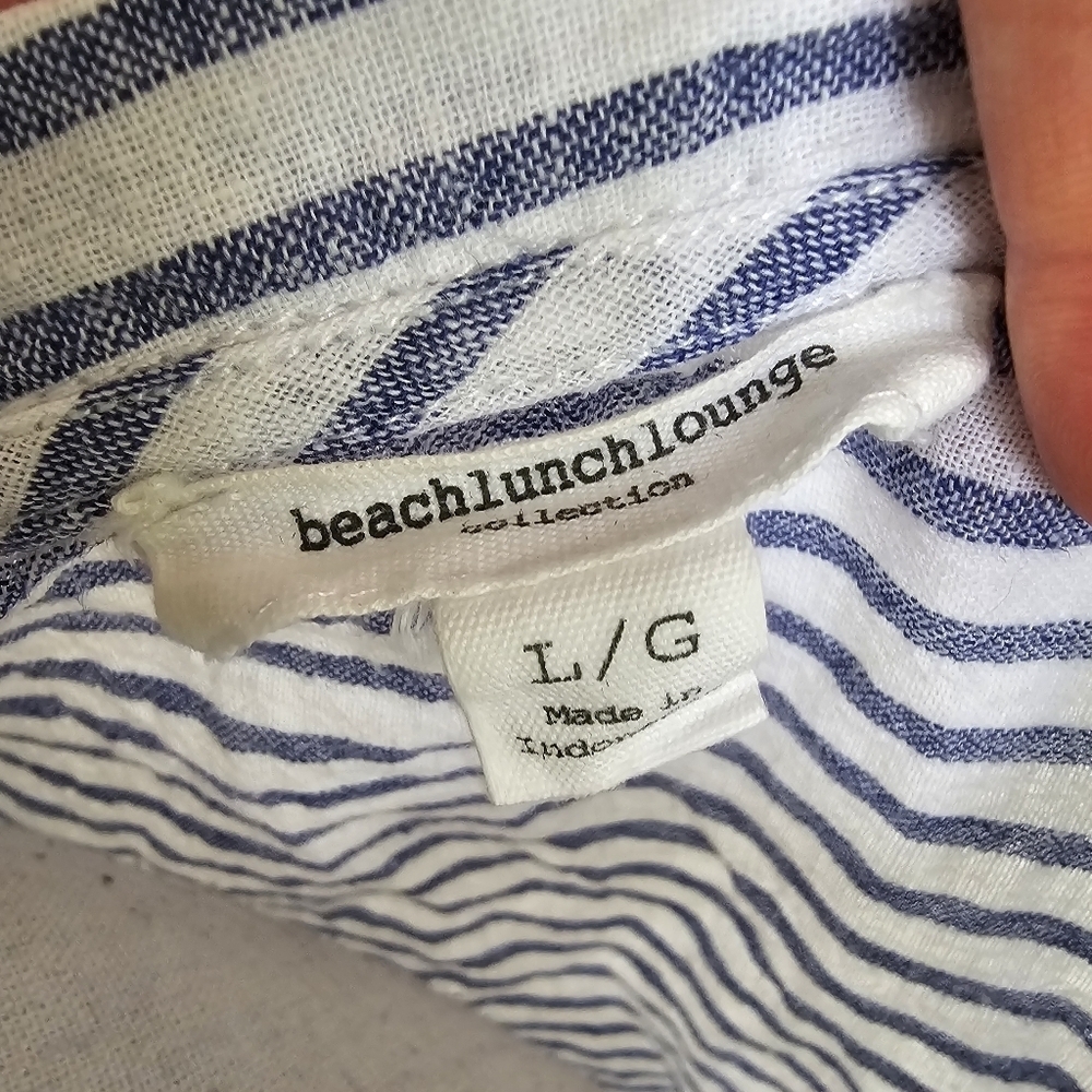 LAST CHANCE - Beach Lunch Lounge Striped Linen Blend Tank Tunic - Picture 5 of 8